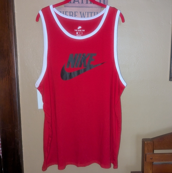 Nike Red and White Black Logo Tank Top Sleeveless Top Men's XXL - Picture 1 of 8